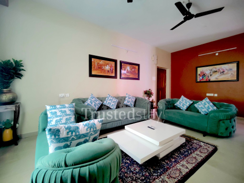 Bedroom one of Tree Tops TrustedStay Service Apartment in Gachibowli Hyderabad